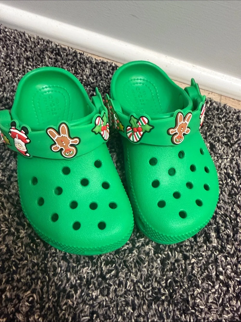 CROCS Kids Green Holiday Clog Sandals with Festive Charms
